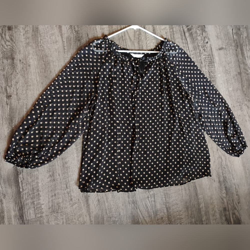 LAUREN CONRAD Black Polka Dot Blouse